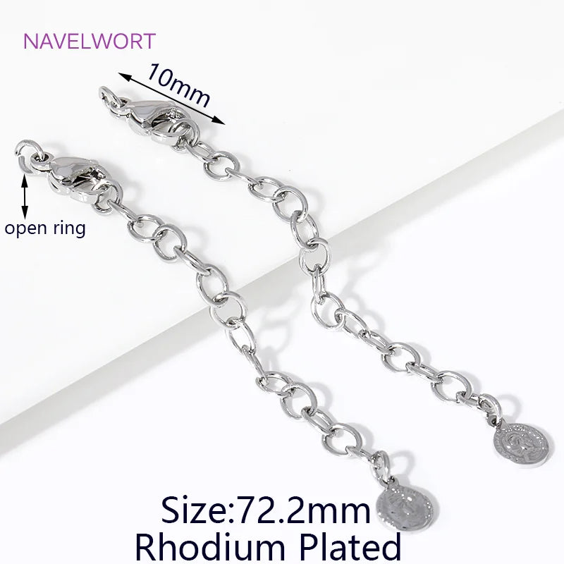 1/3/5Pcs/lot, 18K Gold Plated Round Extension Chain For Jewelry Making, Brass Extended Tail Chain, DIY Necklace Accessories