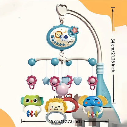 360° Musical Baby Crib Mobile Rotating Night Light Bed Bell Toy Four Speed Timing Hanging Infant Newborn Rattle Bedside Gift