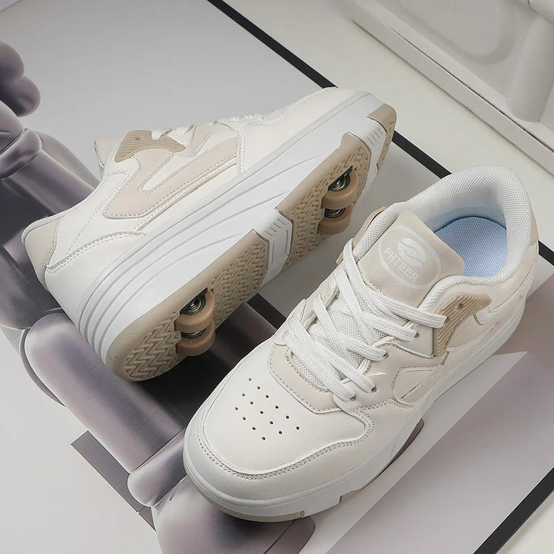 Roller Skate Shoe Walking Shoes With Four-wheel Student Sports Pulleys Walking Shoes With Wheels Summer Spring Kids Sneakers