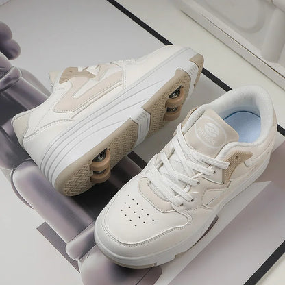 Roller Skate Shoe Walking Shoes With Four-wheel Student Sports Pulleys Walking Shoes With Wheels Summer Spring Kids Sneakers