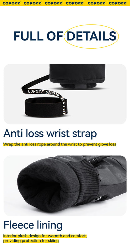 COPOZZ Upgrade Thicken Ski Gloves Winter Men Women 3M Thinsulate Thermal Snowboard Gloves Waterproof Warm Mittens Ski Gloves