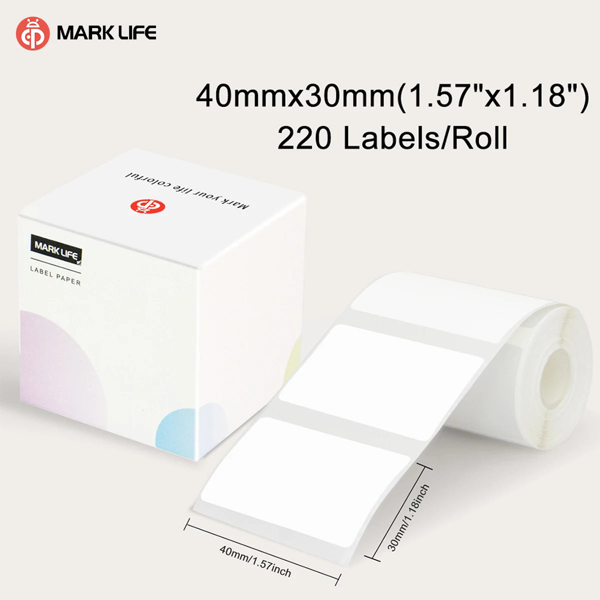 Marklife X2 Thermal Label Sticker Paper Printable White 40-50mm Width Clothing Tag Commodity Price Food Self-Adhesive Tape