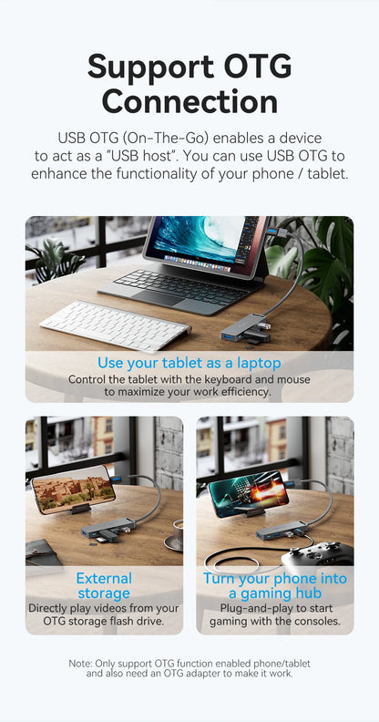 USB Hub, High Speed 4 Ports, Multi USB 3.0 to USB 3.0 Hub Splitter Adapter for MacBook Pro iPad Pro Xiaomi Lenovo USB Hub, VENTION