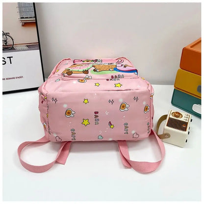 Cute Large Capacity Capybara Backpack, Cartoon Breathable Student Schoolbag, Nylon Ultra-light Book Bag, Back to school Girl