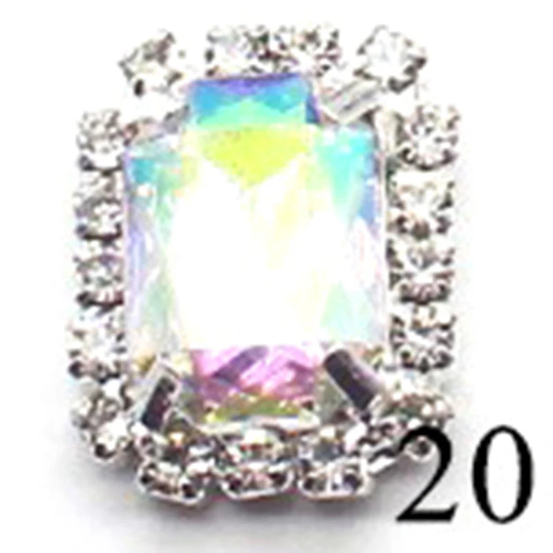 10Pcs, 15*20mm Metal Rectangle Rhinestone Sewing Accessories, DIY Clothing Hair Jewelry Decorative Accessories