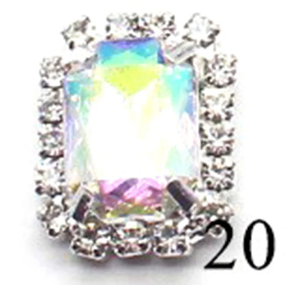 10Pcs, 15*20mm Metal Rectangle Rhinestone Sewing Accessories, DIY Clothing Hair Jewelry Decorative Accessories