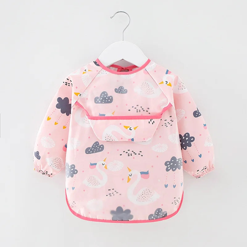 Baby Smock Bibs Waterproof Long Sleeve Eating Feeding Art Apron Newborn Toddler Burp Cloths Fit 0-3 Years Dropshipping