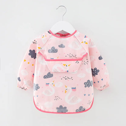 Baby Smock Bibs Waterproof Long Sleeve Eating Feeding Art Apron Newborn Toddler Burp Cloths Fit 0-3 Years Dropshipping