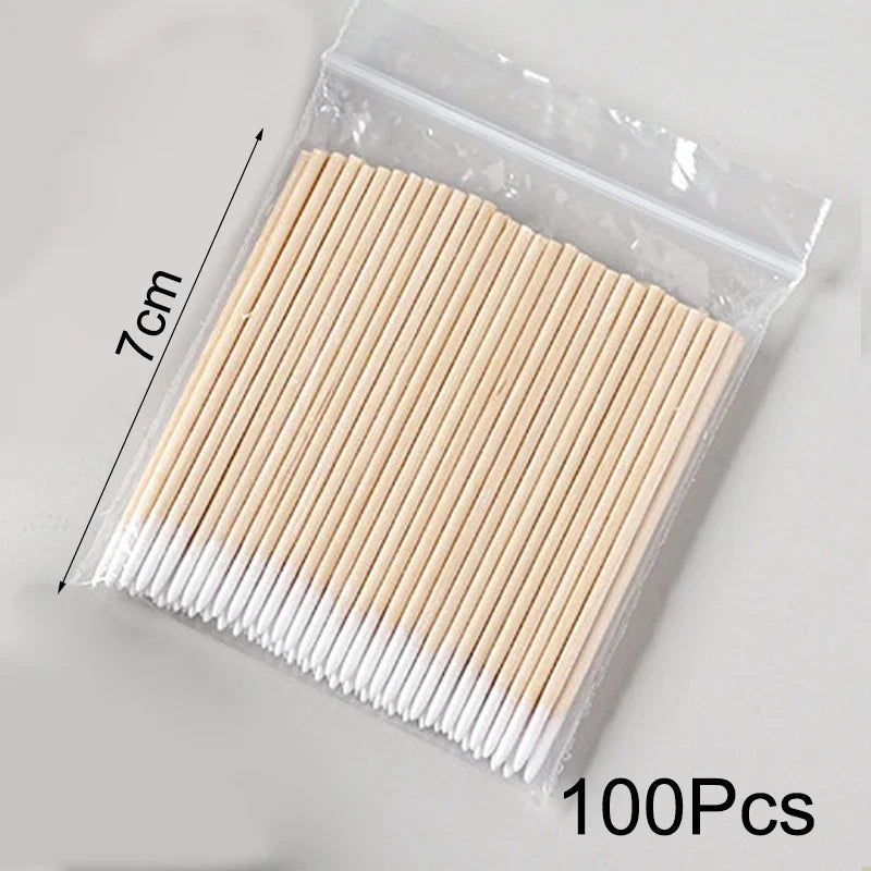 500/300/100Pcs Nails Wood Swab Clean Sticks Bud Tip Wooden Cotton Head Detail Corrector Manicure Nail Polish Remover Art Tool