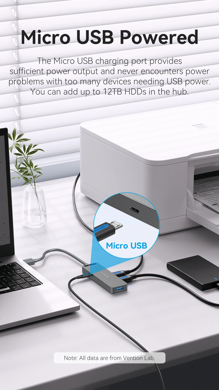 USB Hub, High Speed 4 Ports, Multi USB 3.0 to USB 3.0 Hub Splitter Adapter for MacBook Pro iPad Pro Xiaomi Lenovo USB Hub, VENTION