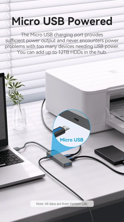 USB Hub, High Speed 4 Ports, Multi USB 3.0 to USB 3.0 Hub Splitter Adapter for MacBook Pro iPad Pro Xiaomi Lenovo USB Hub, VENTION