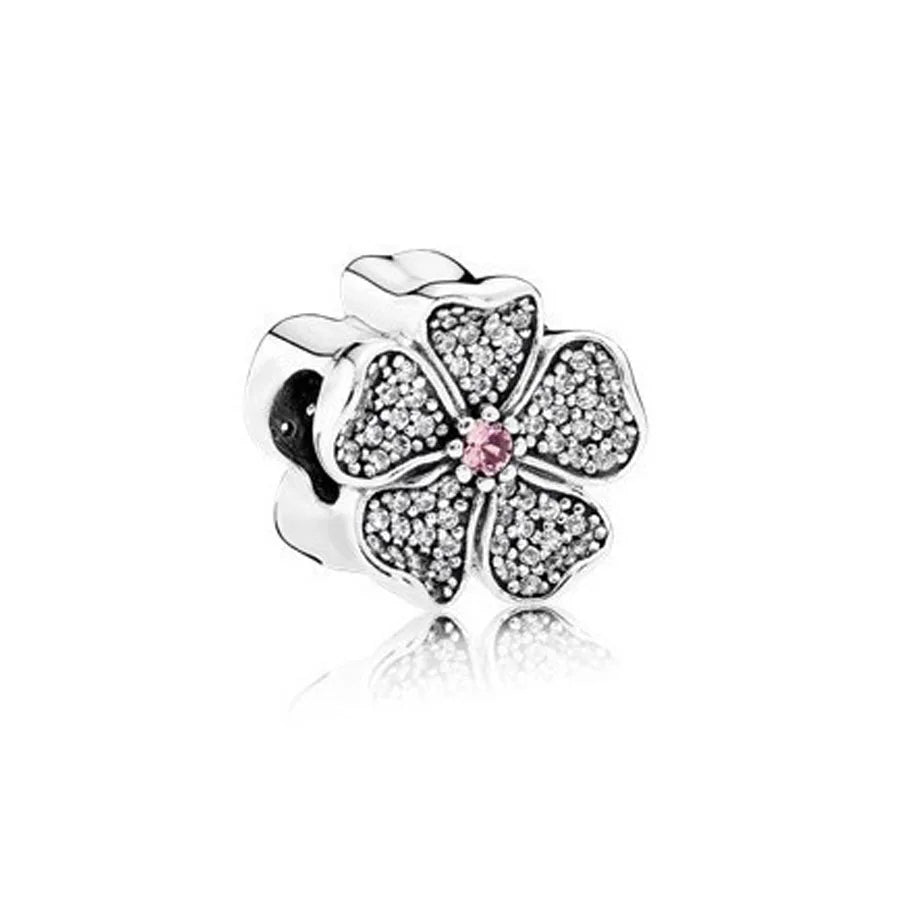 Hot Selling 925 Silver Pink Cake, Dog Paw, Luggage, Cup Bead Pendant Suitable for European Original Bracelet DIY Exquisite Jewelry