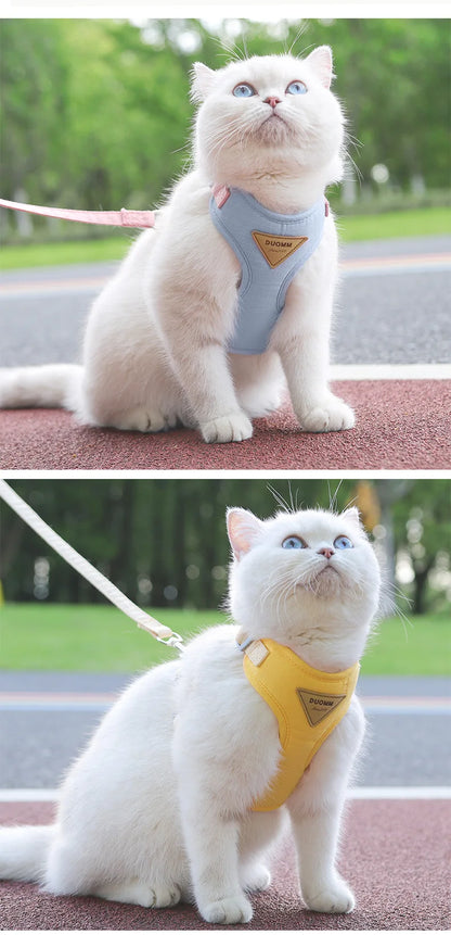 Escape Proof Cat Harness with Leash, Adjustable Soft Vest, Pet Walking Set for Outdoor, Kitty Safety No Pull Comfort Design