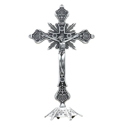 Jesus Crucifix Sculpture, Jesus Cross Statue Catholic Figurine Standing Crucifix for Home Altar, Living Room, Table, Bedroom