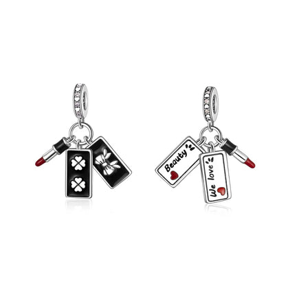 Pink Bead Bag Perfume Lipstick high heels Pendant fit Original Bracelet Accessories DIY Jewelry Women 925Silver Gift Trunk Charm