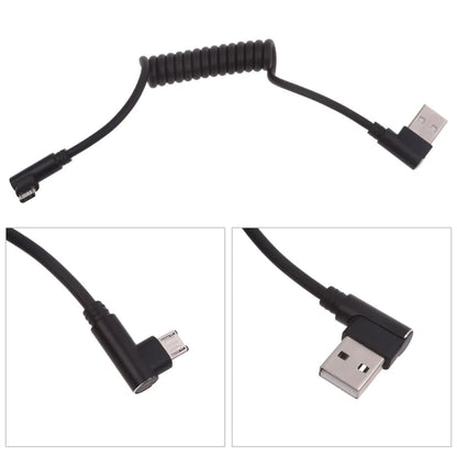 60W Fast Charging USB C to USB2.0, USB A to Micro USB, Type C to Type C Coiled Cable, 90 Degree Right Angle Design Cable for Smartphone Tablet Speaker Headphone
