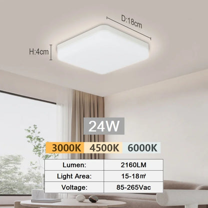 LED Ceiling Lamp 18-48W Flush Mount Fixture 3000K-6000K Daylight Modern Home Lighting for Bedroom Living Room Kitchen Hallway