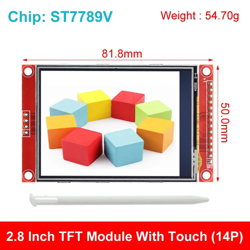 240x320 2.8" SPI TFT LCD Touch Panel Serial Port Module With PBC ILI9341 / ST7789V 2.8 Inch SPI Serial Display With Touch Pen