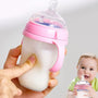 New 0-36 months baby nano-silicone bottle, 240ml 150ml Baby Bottle with handle Breastmilk-like design Soft milk pulling