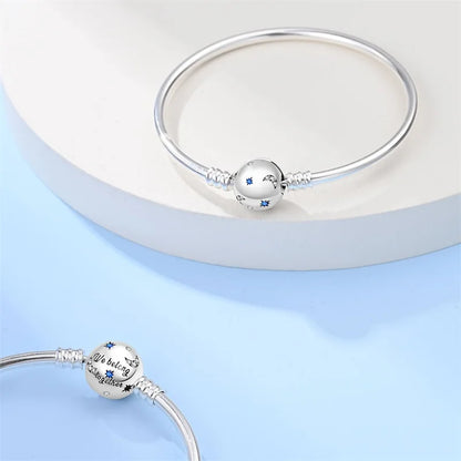 Bracelet Silver 925 Original 17-20CM Star Moon Sun Four Leaf Clover Green Zircon Bracelets Fit DIY Charms Birthday Jewelry Gifts