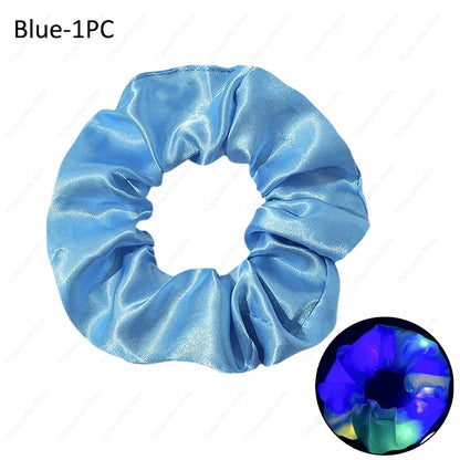 LED Luminous Scrunchies Hairband Women Glowing Elastic Hair Tie Hair Rope Girl Glow in the Dark Party Supplies Hair Accessory
