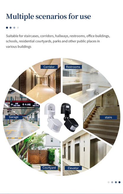 PIR Motion Sensor 220V 110V 12V Automatic Infrared Light Sensor Movement Detector Outdoor LED Light Switch Human Presence Sensor