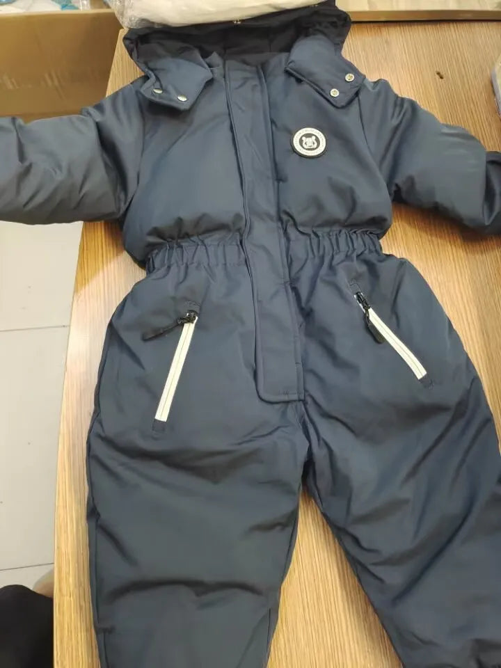 -30 Winter Ski Suit Plus Velvet Baby Jumpsuit Boy Overalls Warm Kids toddler girl Clothes Children Clothing coat infant overcoat