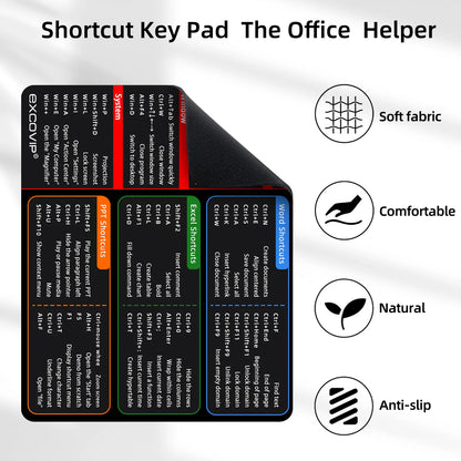 EXCO Shortcuts Mouse Pad for Excel Windows Office Mousepad Small Keyboard Commands Non-Slip Rubber Base for Home Computer Laptop
