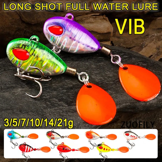 Spoon Spinner Bait Sinking Wobblers Baits Metal Jig VIB Baits Rotating Sequin Tail Lures Far Casting Fishing Lures for Sea Bass