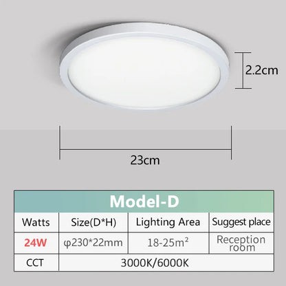 Ultra Thin LED Ceiling Lamp 48W 36W 24W 18W 9W 6W Modern Panel Light for Living Room Bedroom Natural Light Surface Mount Fixture