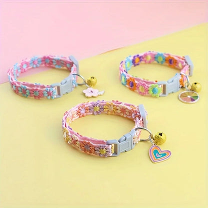 1Piece Adjustable Cat Collar With Pendant Lace Pet Collar Suitable For Small Cats and Dogs Cat Collar Personalized Accessories