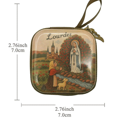 7x7cm, Virgin Mary Jesus Prayer Rosary Bag, Religious Jewelry Storage Box, Articulos Religiosos Catolico