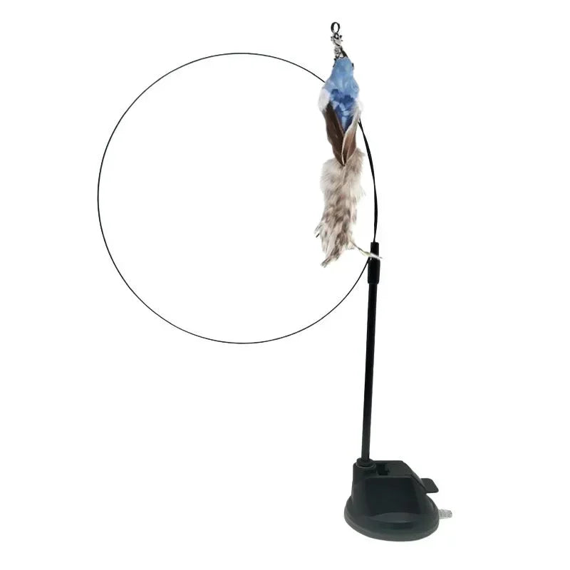Interactive Cat Toy Hands-Free Cat Stick Playing Kitten Playing Teaser Wand Toy Suction Cup Bird/Feather Cat Wand Pet Supplies