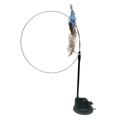 Interactive Cat Toy Hands-Free Cat Stick Playing Kitten Playing Teaser Wand Toy Suction Cup Bird/Feather Cat Wand Pet Supplies