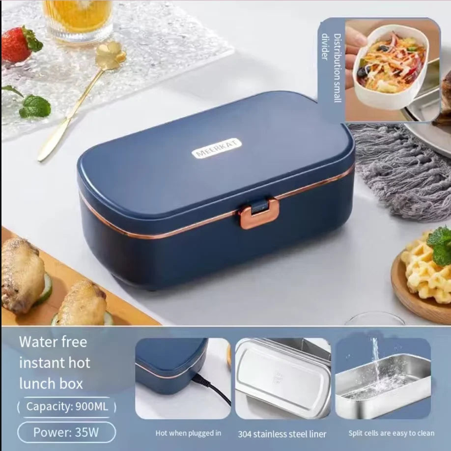 Electric Lunch Box Portable Food Warmer Water-Free Bento Box Stainless Steel Food Warmer Office Food Lunch Box Electric Heater