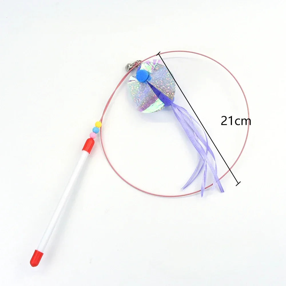 Interactive Cat Toy Hands-Free Cat Stick Playing Kitten Playing Teaser Wand Toy Suction Cup Bird/Feather Cat Wand Pet Supplies