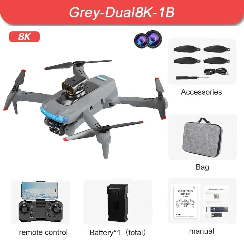 Drone, 4K Professional Camera 8K GPS HD Aerial Photography Dual-Camera Omnidirectional Obstacle Avoidance Drone, Camera Drone
