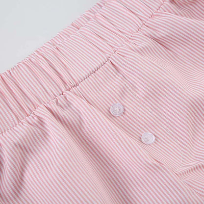 Striped Print Casual Shorts for Women, Elastic Waist Fashion Button Bottoms Streetwear, Chic Basic Y2K Loose Shorts