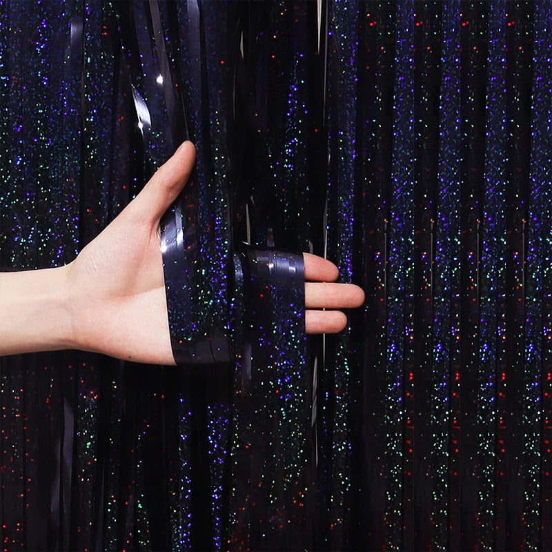 2/3M Party Background Wedding Decoration Foil Fringe Curtain Sequin Bachelorette Photo Backdrop Wall Curtain Birthday Baby Shower
