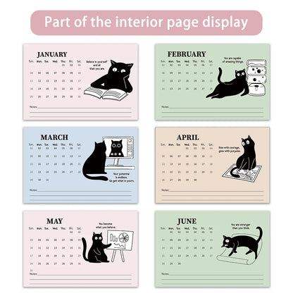 1PC 2026 Calendar, Cute Cat Illustrations Desktop Calendar, Cat Theme, 12-Month Planner, Perfect Gift for Birthdays & Holidays