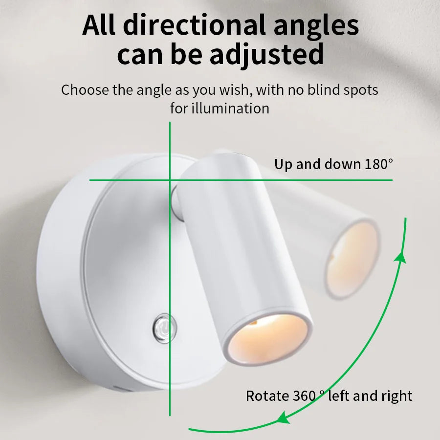 Magnetic Base USB Rechargeable LED Cordless Wall Light Touch, Switch Black White Gold Silvery Dimmable Bedside Lamp For Reading, LED Light