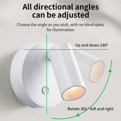 Magnetic Base USB Rechargeable LED Cordless Wall Light Touch, Switch Black White Gold Silvery Dimmable Bedside Lamp For Reading, LED Light