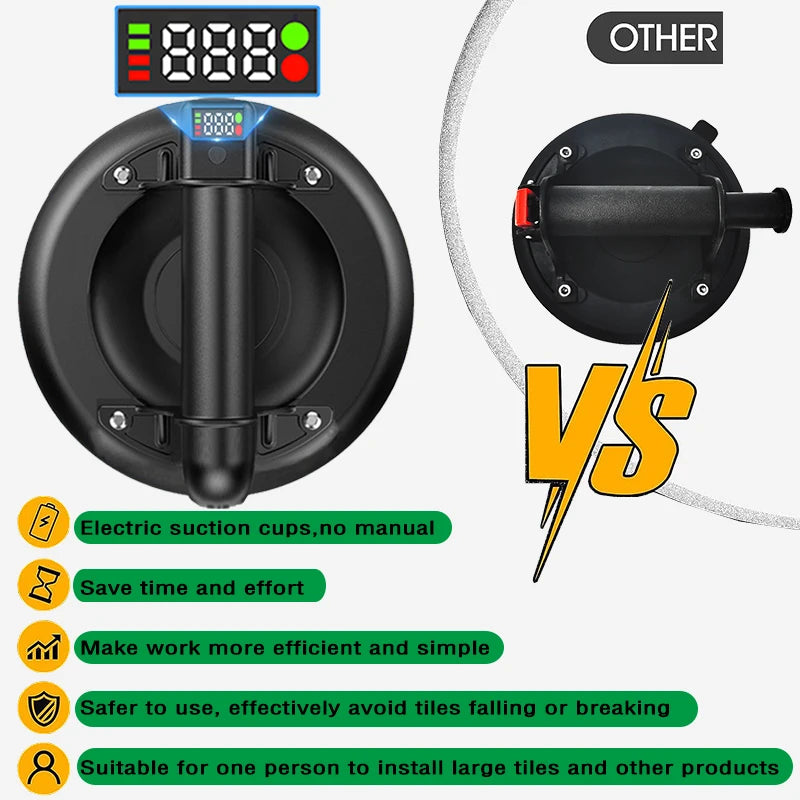 8 Inch 200kg Electric Vacuum Suction Cup Bearing Capacity Heavy Duty Vacuum Lifter for Granite Tile Glass Manual Lifting Powerfu