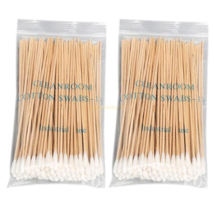 100/200Pcs, Swabs, 6'' Long Wood Handle Sturdy Cotton Applicator, Swab Q-tip, Natural Cotton Swabs