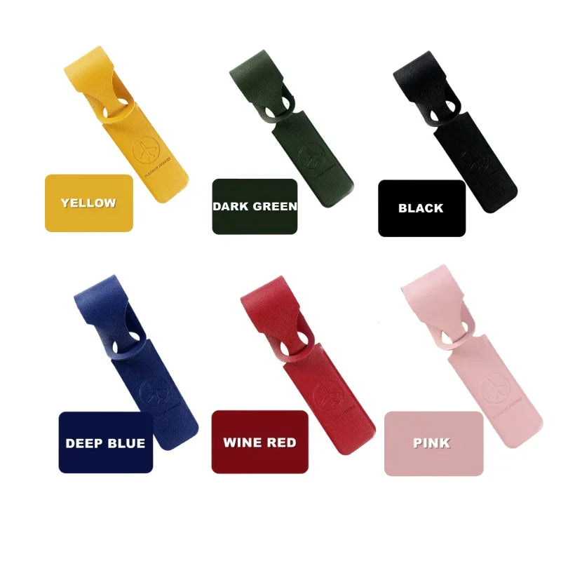 1Pc, PU Leather Luggage Tag, Creative Baggage Suitcase Identifier, ID Address Holder Boarding Tags, Portable Label Travel Accessories