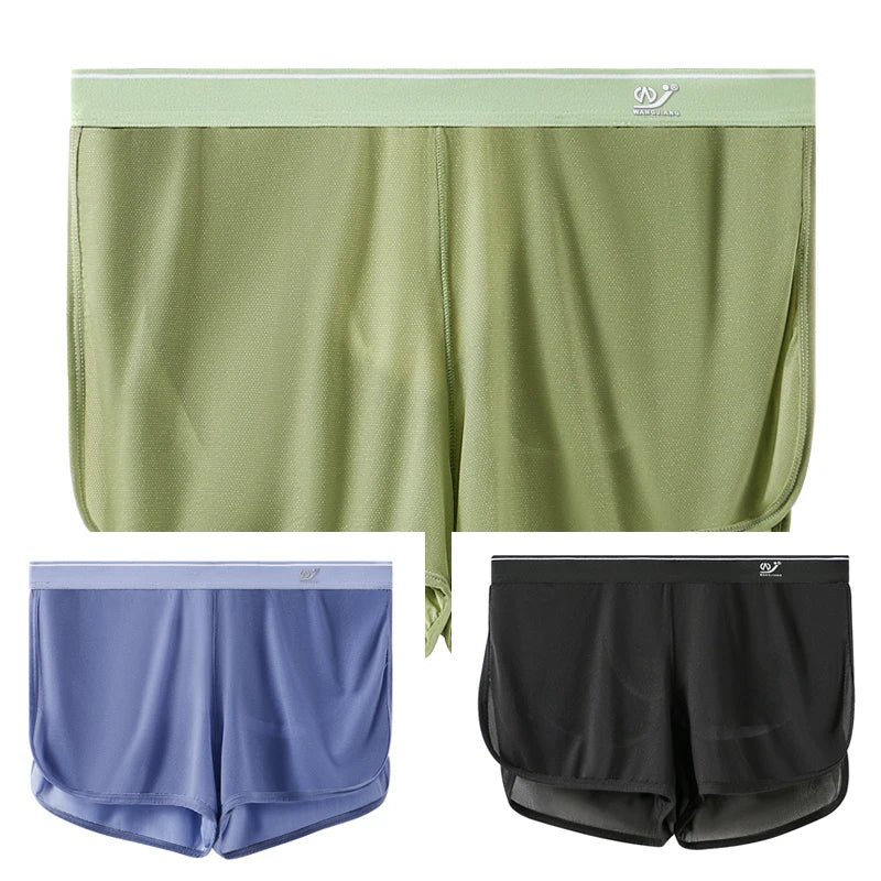 1Pcs/2Pcs/3Pcs, Cool and Breathable Men's Ice Silk Casual Shorts, Open Side  for Summer, Homewear, Arrow Shorts