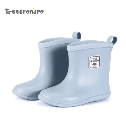 Kids Rain Boots Girls Boys Rainboots Anti-Slip Children Baby Rain Shoes PVC Waterproof Mid-Calf Water Shoes Soft Rubber