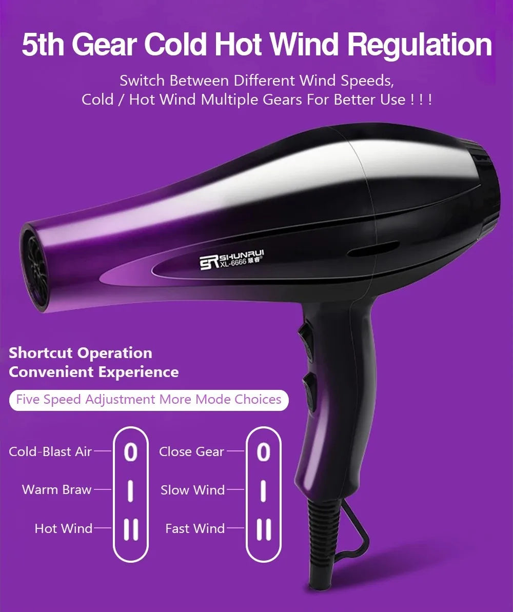 High-Power Ionic Hair Dryer, Fast Heating and Hot/Cold 9 Gears Adjustment Home Professional Hair dryer, Blow Dryer with Accessories
