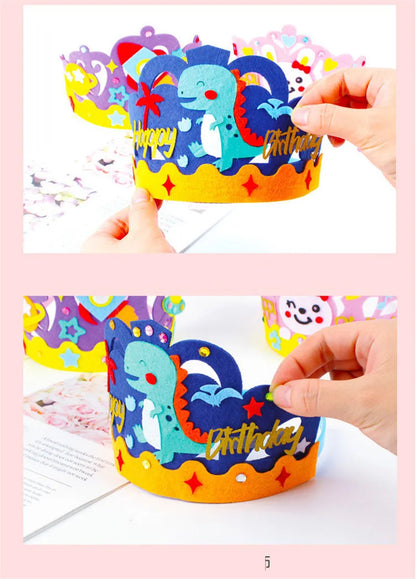 4 Pcs Creative DIY Handmade Toys Crown Hat Princess Tiara Cartoon Kindergarten Educational Art Craft EVA Paper Kids Party Gifts