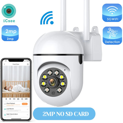 4MP Outdoor WiFi Camera 2K HD Security PTZ IP Camera AI Auto Detect Tracking Indoor Baby Night Color Camera Surveillance ICSee